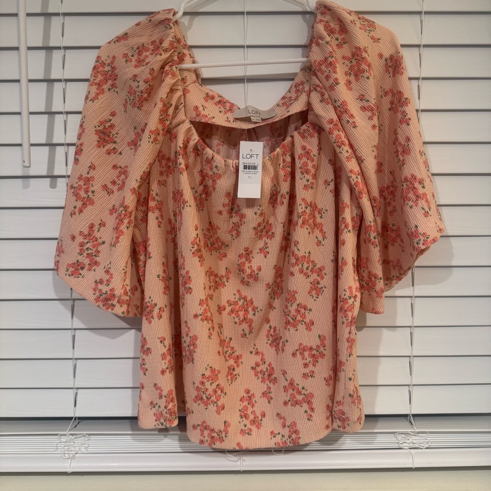 LOFT Peach Floral Blouse